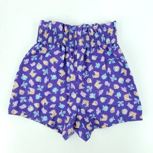 Vtg 80s Color Me Fun Girls 6X Made in USA Smocked Stretch Paperbag Waist Shorts